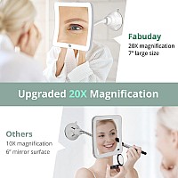 Fabuday Flexible Gooseneck 20X Lighted Magnifying Mirror Upgraded Lighted Makeup Mirror With Magnification Led Magnified Mirro