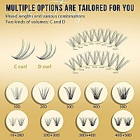 Quewel Lash Clusters 320Pcs Cluster Lashes 10D C Curl Lash Clusters Mix916Mm Individual Eyelashes Clusters Wispy Diy Eyelash Ex