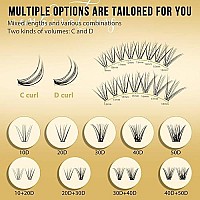 Quewel Lash Clusters 320Pcs Cluster Lashes 20D D Curl Lash Clusters Mix916Mm Individual Eyelashes Clusters Wispy Diy Eyelash Ex