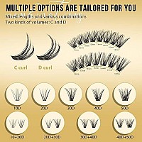 Quewel Lash Clusters 320Pcs Cluster Lashes 40D50D C Curl Lash Clusters Mix916Mm Individual Eyelashes Clusters Wispy Diy Eyelas