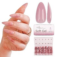 Allkem Soft Gel Nail Tips Medium Short Almond Nail Extensions Kit 12 Sizes Short Full Cover Nails Neutrals Chic 504 Pie