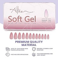 Allkem Soft Gel Nail Tips Medium Short Almond Nail Extensions Kit 12 Sizes Short Full Cover Nails Neutrals Chic 504 Pie