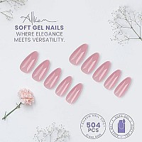 Allkem Soft Gel Nail Tips Medium Short Almond Nail Extensions Kit 12 Sizes Short Full Cover Nails Neutrals Chic 504 Pie