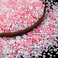 150G Flatback Pearls And Rhinestones Pinkwhite Mixed Size 310Mm Resin Rhinestones And Half Pearls For Nail Art And Crafts And