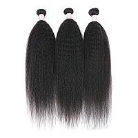 Daimer Long 3 Bundles Kinky Straight Unprocessed Virgin Hair Brazilian Yaki Straight Human Hair Extensions Natural Black 26 26 2