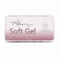 Allkem Soft Gel Nail Tips Extra Short French Stiletto Nail Extensions Kit 12 Sizes Long Full Cover Nails Neutrals Chic