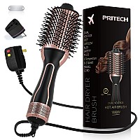 Dual Voltage Hair Dryer Brush Pritech Hot Air Brush 110V120V220V240V Ionic 1000W Blow Dryer Brush 4 In 1 Styler One Step Vo