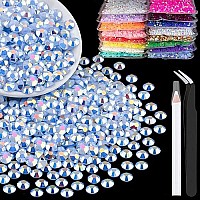 1500Pcs 6Mm Resin Rhinestones Bulk Sky Blue Ab Flatback Round Jelly Rhinestones Bedazzling Non Hotfix Crystal Gems Large Quanti