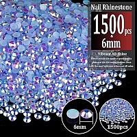 1500Pcs 6Mm Resin Rhinestones Bulk Sky Blue Ab Flatback Round Jelly Rhinestones Bedazzling Non Hotfix Crystal Gems Large Quanti