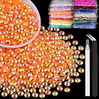 4000Pcs 4Mm Resin Rhinestones Bulk Orange Ab Flatback Round Jelly Rhinestones Bedazzling Non Hotfix Crystal Gems Large Quantity