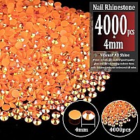 4000Pcs 4Mm Resin Rhinestones Bulk Orange Ab Flatback Round Jelly Rhinestones Bedazzling Non Hotfix Crystal Gems Large Quantity