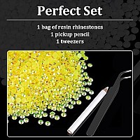 5000Pcs 2Mm Resin Rhinestones Bulk Lemon Yellow Ab Flatback Round Jelly Rhinestones Bedazzling Non Hotfix Crystal Gems Large Qu