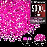 5000Pcs 2Mm Resin Rhinestones Bulk Hot Pink Ab Flatback Round Jelly Rhinestones Bedazzling Non Hotfix Crystal Gems Large Quanti