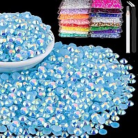 15000Pcs 2Mm Resin Rhinestones Bulk Lake Blue Ab Flatback Round Jelly Rhinestones Bedazzling Non Hotfix Crystal Gems Large Quan