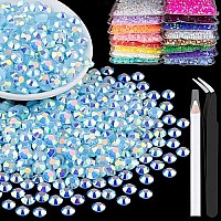 5000Pcs 2Mm Resin Rhinestones Bulk Lake Blue Ab Flatback Round Jelly Rhinestones Bedazzling Non Hotfix Crystal Gems Large Quant