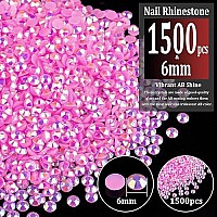 1500Pcs 6Mm Resin Rhinestones Bulk Pink Ab Flatback Round Jelly Rhinestones Bedazzling Non Hotfix Crystal Gems Large Quantity W