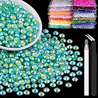 2500Pcs 5Mm Resin Rhinestones Bulk Dark Green Ab Flatback Round Jelly Rhinestones Bedazzling Non Hotfix Crystal Gems Large Quan