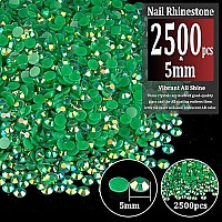 2500Pcs 5Mm Resin Rhinestones Bulk Dark Green Ab Flatback Round Jelly Rhinestones Bedazzling Non Hotfix Crystal Gems Large Quan