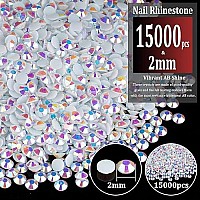 15000Pcs 2Mm Resin Rhinestones Bulk White Ab Flatback Round Jelly Rhinestones Bedazzling Non Hotfix Crystal Gems Large Quantity