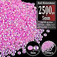 2500Pcs 5Mm Resin Rhinestones Bulk Pink Ab Flatback Round Jelly Rhinestones Bedazzling Non Hotfix Crystal Gems Large Quantity W