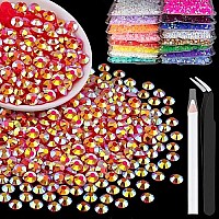 5000Pcs 2Mm Resin Rhinestones Bulk Red Ab Flatback Round Jelly Rhinestones Bedazzling Non Hotfix Crystal Gems Large Quantity Wh