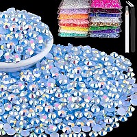 15000Pcs 2Mm Resin Rhinestones Bulk Sky Blue Ab Flatback Round Jelly Rhinestones Bedazzling Non Hotfix Crystal Gems Large Quant