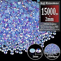 15000Pcs 2Mm Resin Rhinestones Bulk Sky Blue Ab Flatback Round Jelly Rhinestones Bedazzling Non Hotfix Crystal Gems Large Quant