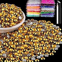 15000Pcs 2Mm Resin Rhinestones Bulk Mineral Gold Flatback Round Jelly Rhinestones Bedazzling Non Hotfix Crystal Gems Large Quan