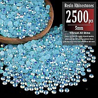 2500Pcs 5Mm Resin Rhinestones Bulk Lake Blue Ab Flatback Round Jelly Rhinestones Bedazzling Non Hotfix Crystal Gems Large Quant