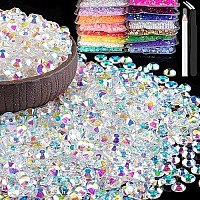 2000Pcs 6Mm Resin Rhinestones Bulk Transparent Ab Flatback Round Jelly Rhinestones Bedazzling Non Hotfix Crystal Gems Large Qua