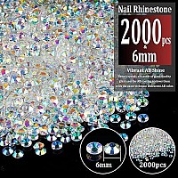 2000Pcs 6Mm Resin Rhinestones Bulk Transparent Ab Flatback Round Jelly Rhinestones Bedazzling Non Hotfix Crystal Gems Large Qua