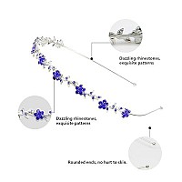 Wecoe Royal Blue Rhinestone Headband Flower Girl Wedding Headpiece Crystal Metal Headbands For Women Fashion Hairband Gifts 4 Pa