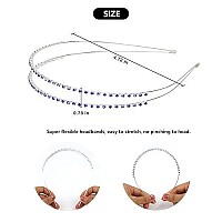 Wecoe Royal Blue Rhinestone Headband Flower Girl Wedding Headpiece Crystal Metal Headbands For Women Fashion Hairband Gifts 4 Pa