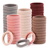 100 Pcs Thick Seamless Hair Ties Ponytail Holders Hair Accessories No Damage For Thick Hair Red Theme Colors