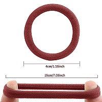 100 Pcs Thick Seamless Hair Ties Ponytail Holders Hair Accessories No Damage For Thick Hair Red Theme Colors