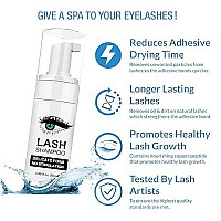 Lash Shampoo For Lash Extensions Shmian Lash Fan 50Ml Eyelash Foam Cleanser With 50 Pcs Eyelash Brush And Rinse Bottle Oil Free