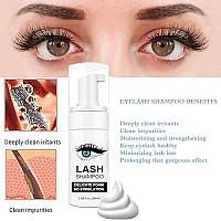 Lash Shampoo For Lash Extensions Shmian Lash Fan 50Ml Eyelash Foam Cleanser With 50 Pcs Eyelash Brush And Rinse Bottle Oil Free