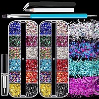 4120Pcs Face Gems For Makeup With Glue 25Mm Round Glass Mixed Color Iridescent Chameleon Rhinestones 4 Colors Cosmetic Chunk