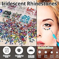 4120Pcs Face Gems For Makeup With Glue 25Mm Round Glass Mixed Color Iridescent Chameleon Rhinestones 4 Colors Cosmetic Chunk