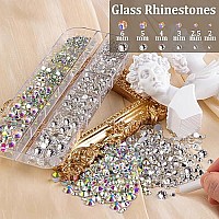 Flatback Face Gems For Makeup With Glue 26Mm Round Glass Crystal Ab Clear Gems 4 Colors Cosmetic Chunky Glitter With Brush