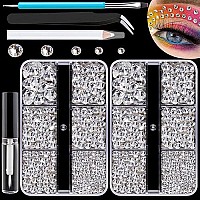 Colorful Face Gems For Makeup Set Flatback Gorgeous Charming Clear Gass Gem With Makeup Gluepicker Penciltweezerdualend Dot