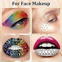 Colorful Face Gems For Makeup Set Flatback Gorgeous Charming Clear Gass Gem With Makeup Gluepicker Penciltweezerdualend Dot