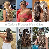 Flower Hair Clips 6 Pcs Flower Claw Clips Daisy Clips For Women Matte Large Claw Clips Strong Hold Jaw Clamps Hair Accessories F