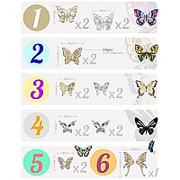 56Pcs Butterfly Nail Charms Crystals Diamonds Rhinestones Metal 3D Alloy Light Golden Silver Butterflies Charms Shiny Gems Nail