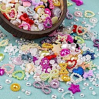 600Pcs 3D Multi Shapes Nail Charms And Flatback Pearls Colorfulwhite Mix Styles Heart Star Bow Sunflower Embellishments For Na