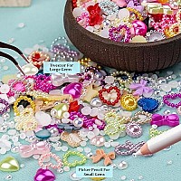 600Pcs 3D Multi Shapes Nail Charms And Flatback Pearls Colorfulwhite Mix Styles Heart Star Bow Sunflower Embellishments For Na