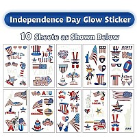 4Th Of July Temporary Tattoos Stickers American Flag Red White And Blue Party Supplies