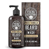 Viking Revolution Spiced Vanilla Beard Wash For Men With Argan Oil And Jojoba Oil Beard Softener And Strengthener Beard Shampo