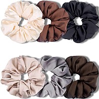 Ivaryss Big Scrunchies For Women Thick Hair Premium Satin Softer Than Silk Xl 6 Inch Extra Large Scrunchy Elastic Hair Bands A