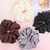 Ivaryss Big Scrunchies For Women Thick Hair Premium Satin Softer Than Silk Xl 6 Inch Extra Large Scrunchy Elastic Hair Bands A